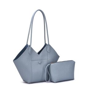NWT Mellow World Winston Tote Bag Set In Dusty Blue Vegan Leather Dust Cover Inc